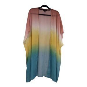 Lane Bryant Pastel Ombre Swim Cover Kimono One Size